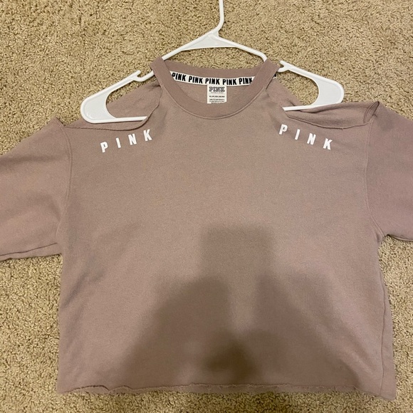 Victoria Secret Pink Cropped Crewneck Sweatshirt - Picture 1 of 2